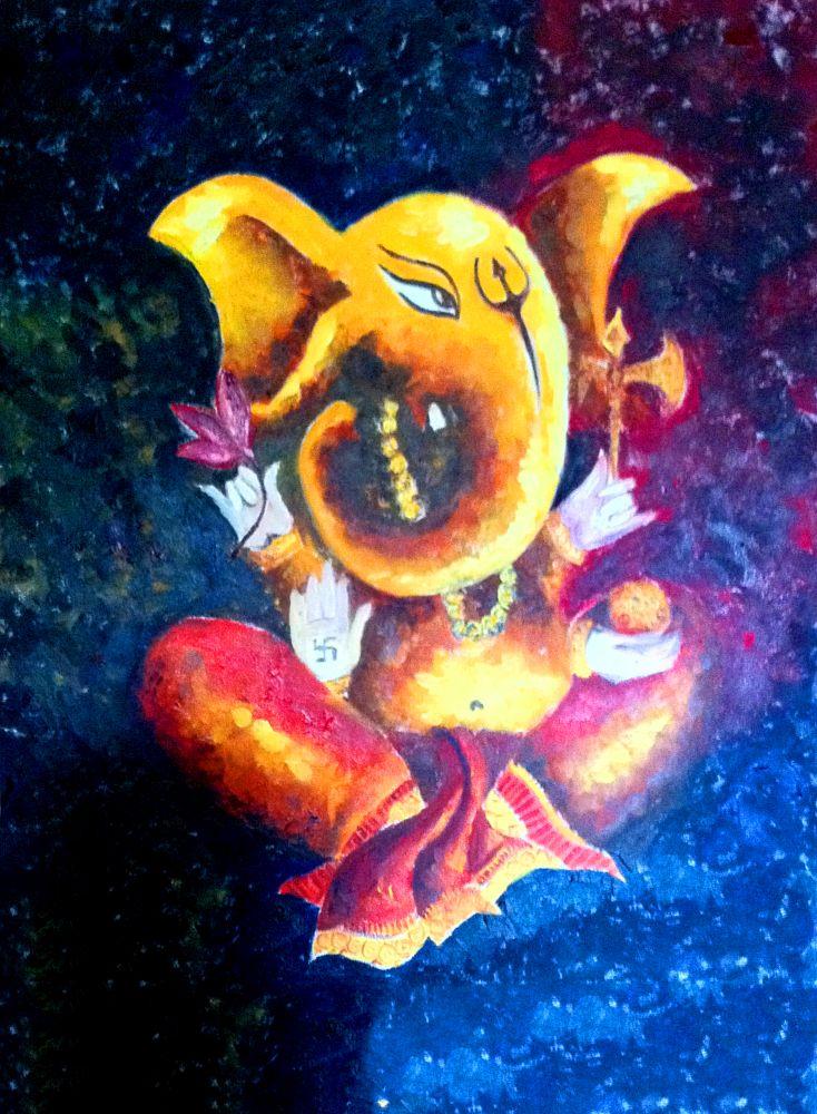 Dancing Ganesha in Gold